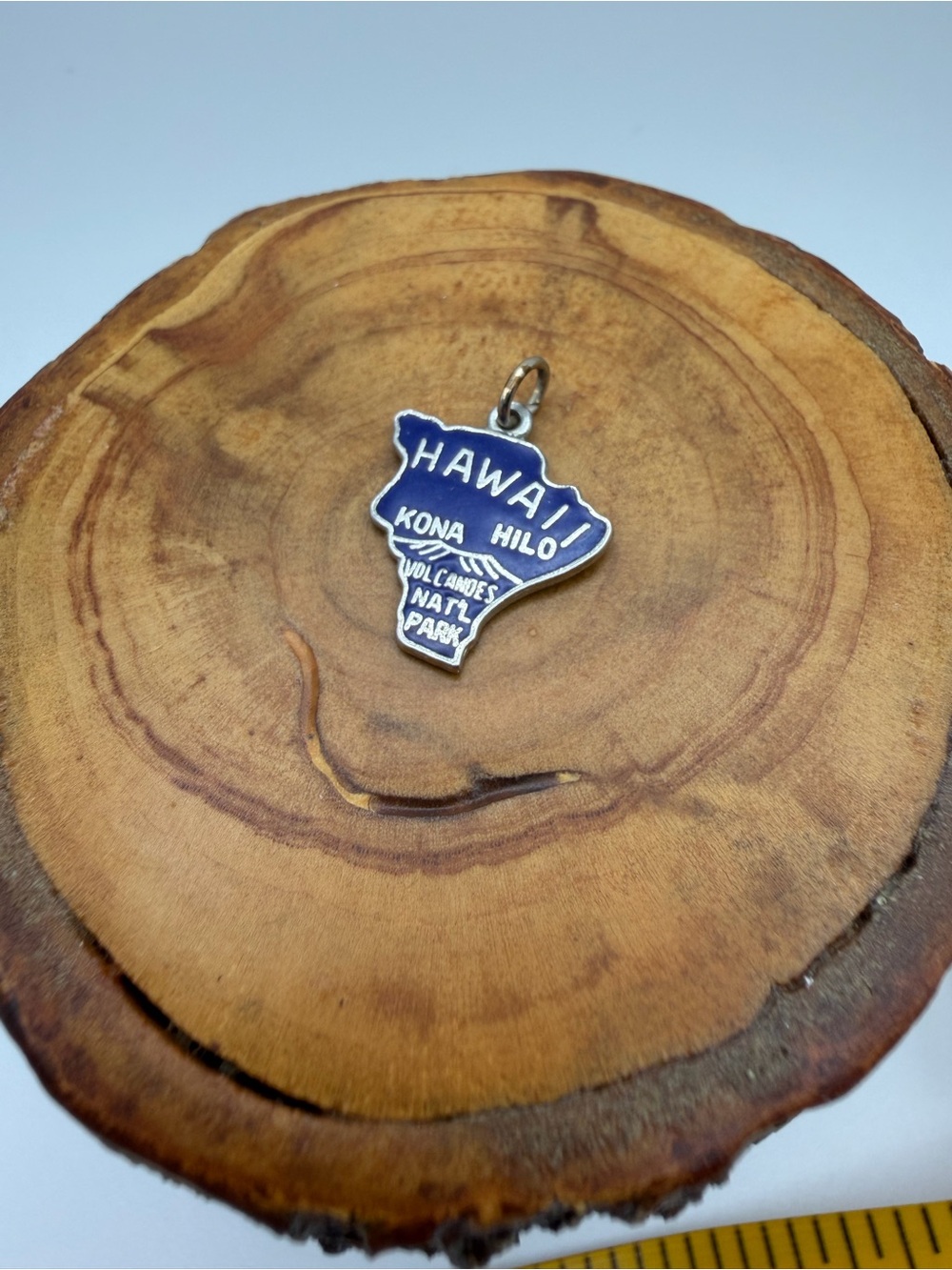 Hawaii Kona Hilo Volcanoes Natl Park Sterling Silver Blue Enamel Charm